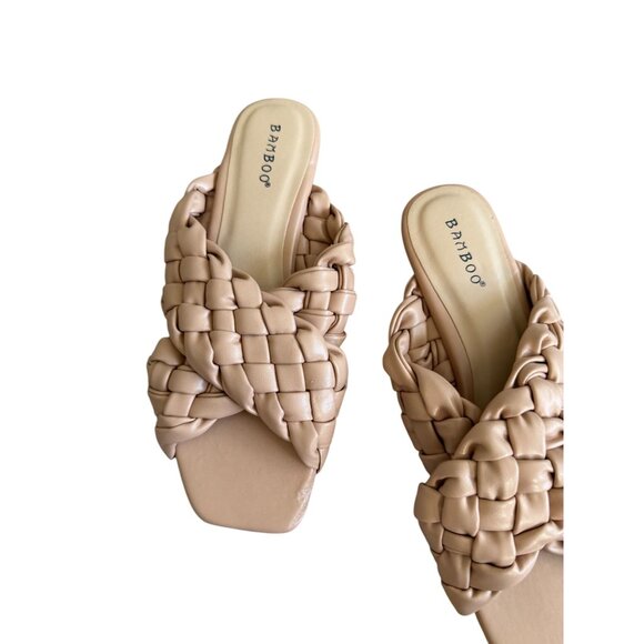 BAMBOO Beige Woven Braided Slide Sandals Size 6.5 NEW NWOB - Picture 5 of 6